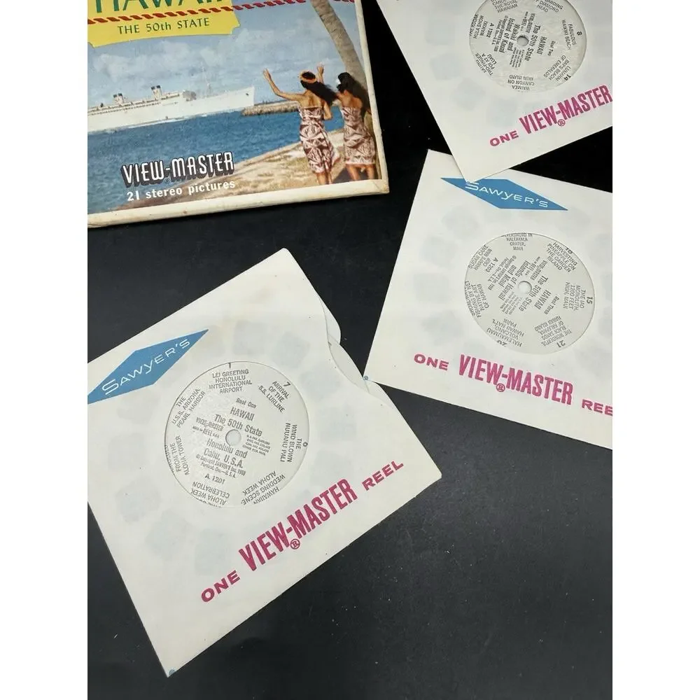 Vintage 1959 Hawaii 50th State Viewmaster Set of 3 Reels In Envelope A120